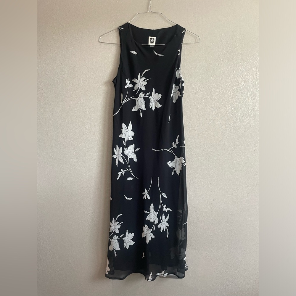 Black floral midi dress